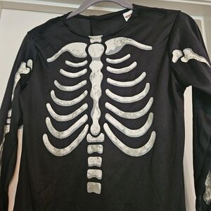 Skeleton Print Black Long Sleeve Shirt